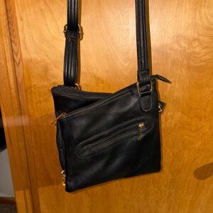 Black Leather Carry Conceal Crossbody Bag